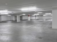 a garage parking area has several spaces for vehicles to go around in it to use