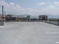 a parking lot and wall are pictured in a photo from the perspective point of view