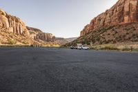 Parking Lot in the Desert under a Clear Sky