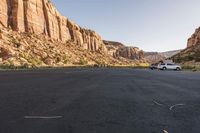 Parking Lot in the Desert under a Clear Sky