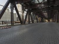 a paved bridge leading into downtown at dusk in chicago, illinois's loop avenue