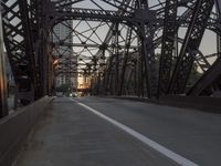 a paved bridge leading into downtown at dusk in chicago, illinois's loop avenue