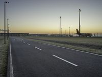 Plain Asphalt Road Landscape at Dawn 001