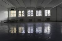 Line of Property Windows in a Monochrome Hallway