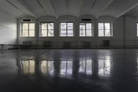 Line of Property Windows in a Monochrome Hallway