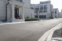 the street in a european city has been cleaned and empty of people or cars and it's very quiet