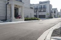 the street in a european city has been cleaned and empty of people or cars and it's very quiet