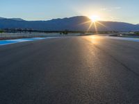 Race Track Asphalt Road at Dawn in USA