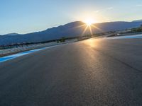 Race Track Asphalt Road at Dawn in USA