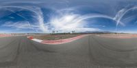 the 360 lens photo shows what you can see as they are driving on a track