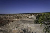 an arid plain covered with rocks and water, with small vegetation on the side of it