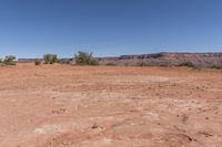 a very dry, arid ground in the desert with rocks and trees nearby for background