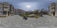 there are many buildings that make up this 360 - cam image image from the camera