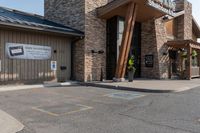 this is an image of the outside of a building with a sign saying good luck