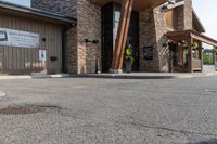 this is an image of the outside of a building with a sign saying good luck