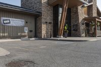 this is an image of the outside of a building with a sign saying good luck