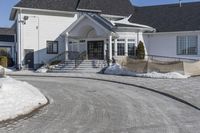 Residential Area in Ontario: Snow Covered House in Clear Sky