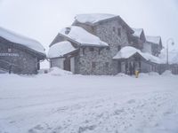 Residential Area with Snow Covered House in the Alps 002