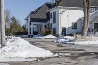 Snow Covered Road in a Residential Area of Canada