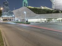 Residential Area: Tree-Lined Road at Night