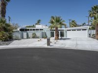 A Residential Building Surrounded by Palm Trees and Clear Skies