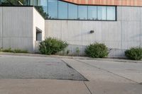 a fire hydrant sits at the corner of a sidewalk with a building in the background