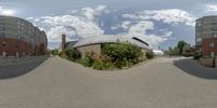 there is a 3d view of a residential complex from a fish eye lens, from a perspective with perspective, this shot is very similar to camera work