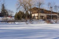 Residential Home in Ontario Covered in Snow on a Winter Day