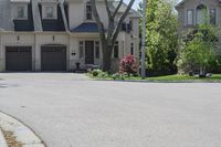 a neighborhood with two rows of houses and trees outside the house is empty from the front door