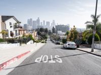 Residential Road in Los Angeles with Clear Sky