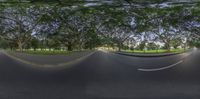 three different views of a wide angle of street as seen from a fish eye lens