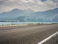 Road and Parking Lot with a Lake View
