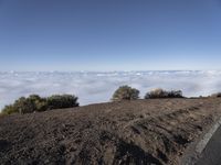 a wide view of the road from below the clouds at an altitude of 40, 000