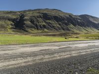 Road through Highland Prairie in Iceland