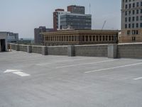 a parking lot and wall are pictured in a photo from the perspective point of view