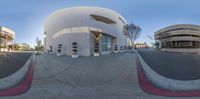 this is a round building on a street corner in california city, california, usa