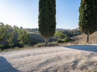 Rugged Landscapes in Tuscany with Clear Sky and Sand Street