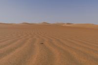 the photo shows a desert with no one on it or someone riding a horse or a car