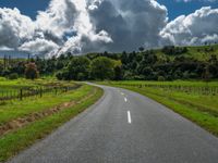 Rural Asia: Straight Road Amidst Lush Greenery