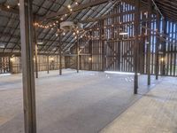 Rural Barn Interior with Open Space and Elevated Wood Floor