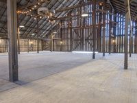 Rural Barn Interior with Open Space and Elevated Wood Floor