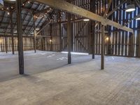 Rural California Barn Interior with High Wooden Ceilings