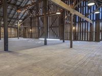 Rural California Barn Interior with High Wooden Ceilings