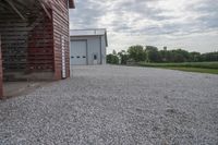 Rural Farmhouse in Iowa Under a Grey Sky