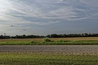 two large grain bins sit in the center of a field, surrounded by silos