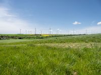 Rural landscape in Germany with windmill and green fields