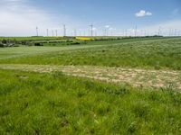 Rural landscape in Germany with windmill and green fields