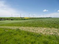 Rural landscape in Germany with windmill and green fields