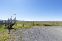 Rural Landscape with Grassy Field and Wire Fencing