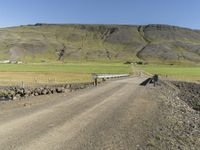 Rural Landscape with Mountain and Road in Iceland